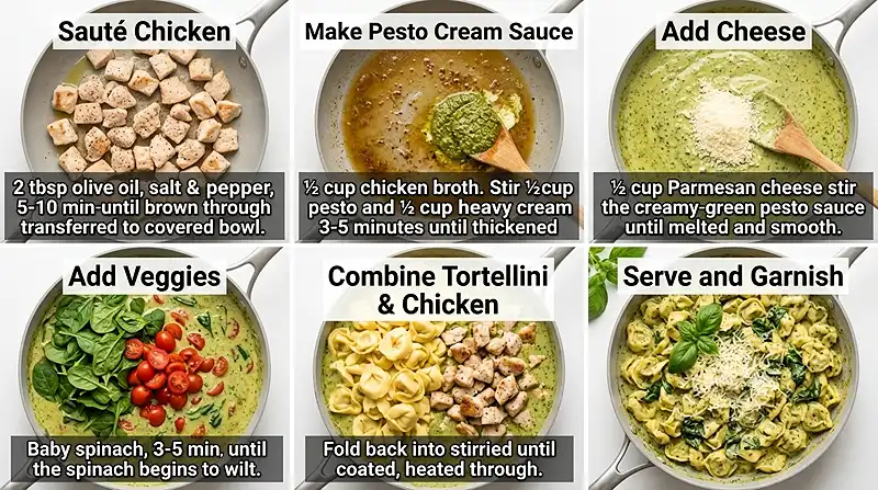 Creamy Pesto Chicken Tortellini Skillet 3 Creamy Pesto Chicken Tortellini Skillet Instructions