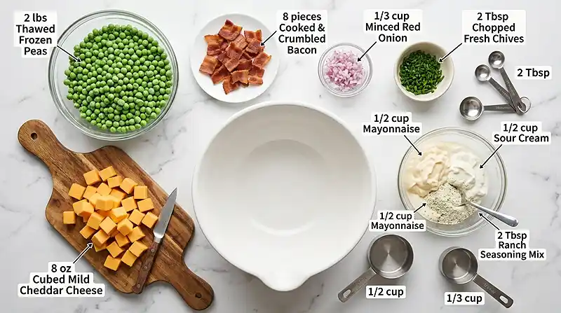 Creamy Ranch Pea Salad 2 Creamy Ranch Pea Salad Ingredients
