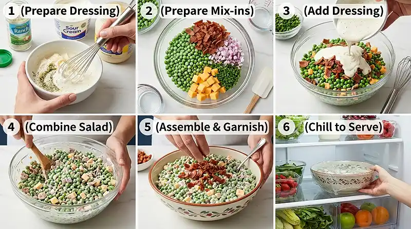 Creamy Ranch Pea Salad 3 Creamy Ranch Pea Salad Instructions