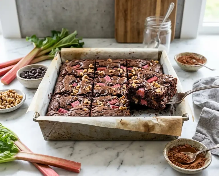 Dark Chocolate Rhubarb Brownies