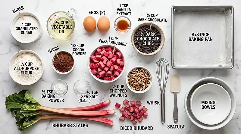 Dark Chocolate Rhubarb Brownies 2 Dark Chocolate Rhubarb Brownies Ingredients