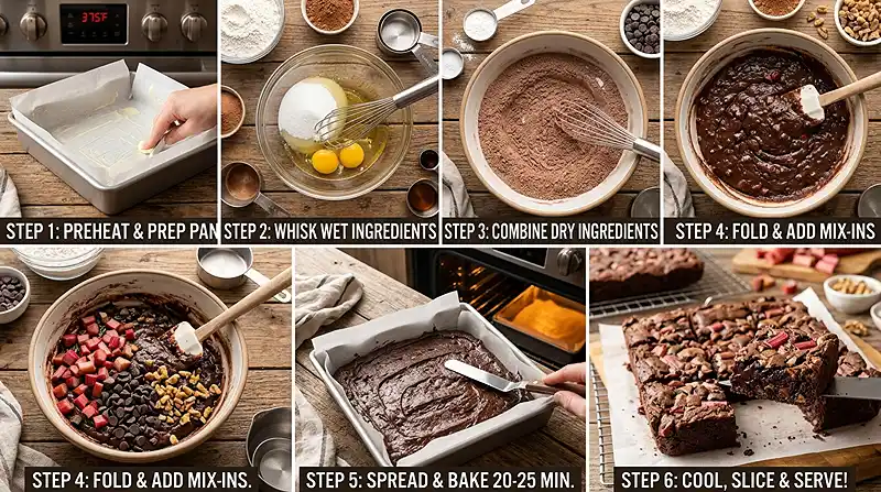 Dark Chocolate Rhubarb Brownies 3 Dark Chocolate Rhubarb Brownies Instructions