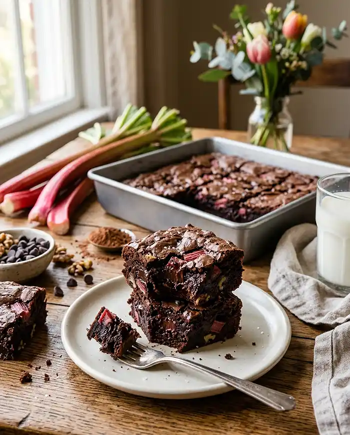 Dark Chocolate Rhubarb Brownies 4 Dark Chocolate Rhubarb Brownies Recipe