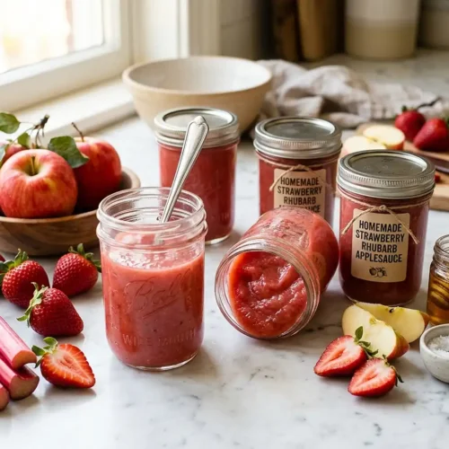 Easy Strawberry Rhubarb Applesauce