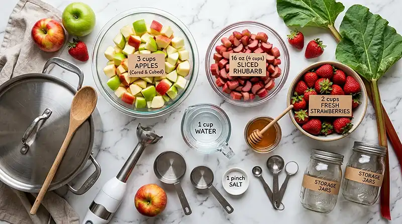 Easy Strawberry Rhubarb Applesauce Ingredients