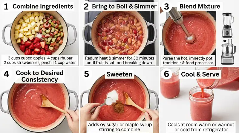 Easy Strawberry Rhubarb Applesauce Instructions