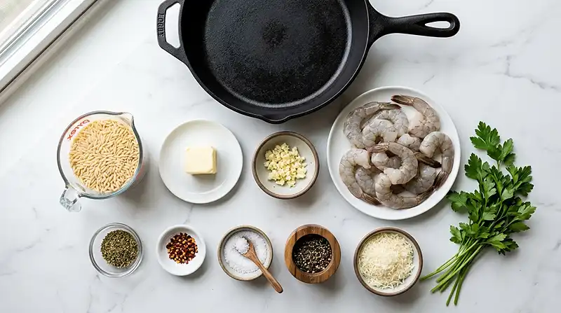 Garlic Butter Shrimp Orzo Skillet 2 Garlic Butter Shrimp Orzo Skillet Ingredients