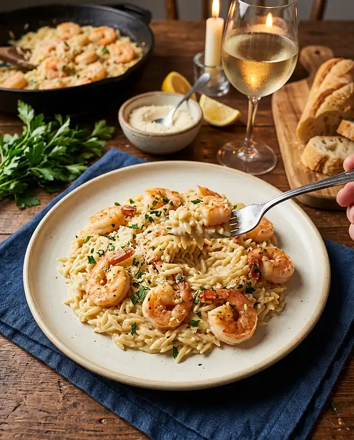 Garlic Butter Shrimp Orzo Skillet 4 Garlic Butter Shrimp Orzo Skillet Recipe