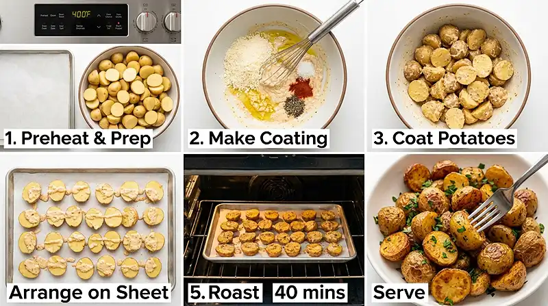 Garlic Parmesan Roasted Baby Potatoes 3 Garlic Parmesan Roasted Baby Potatoes Instructions