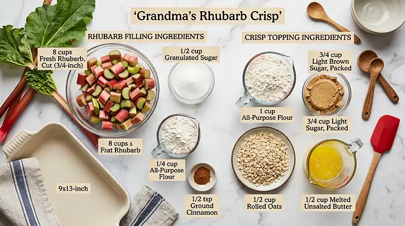 Grandma's Rhubarb Crisp Recipe 2 Grandma's Rhubarb Crisp Recipe Ingredients