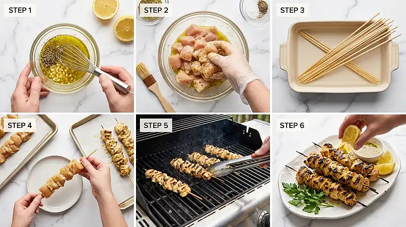Grilled Lemon Chicken Kabobs 3 Grilled Lemon Chicken Kabobs Instructions
