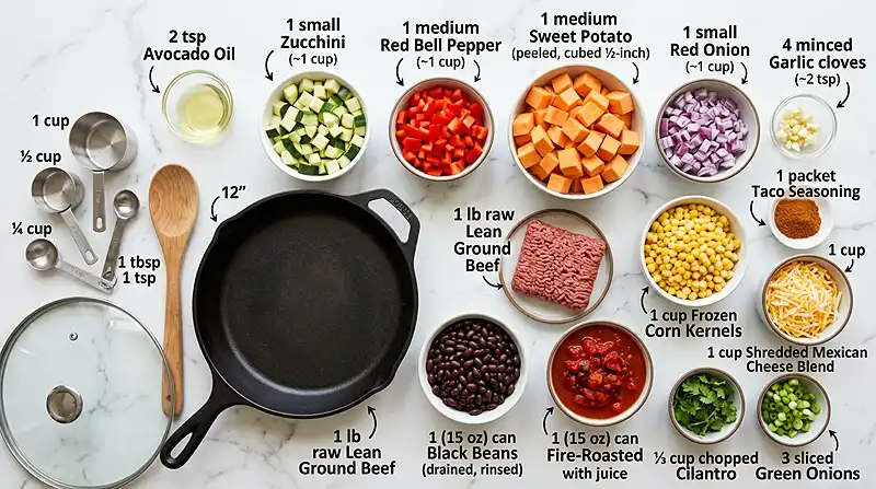 Ground Beef Zucchini Skillet Ingredients