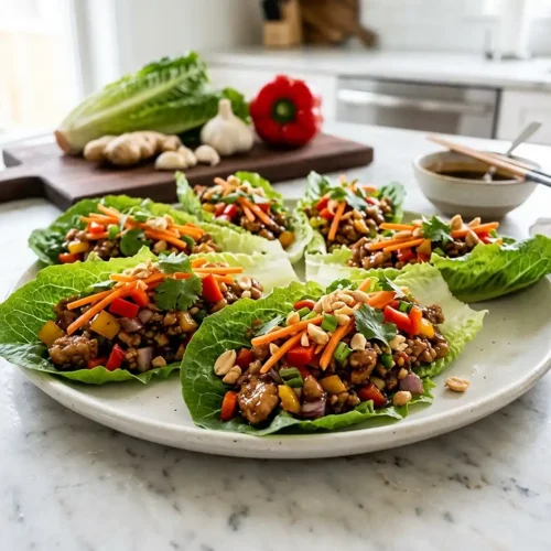 Ground Chicken Teriyaki Lettuce Wraps 5 Ground Chicken Teriyaki Lettuce Wraps