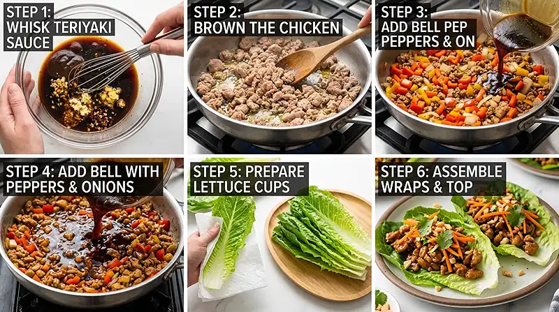 Ground Chicken Teriyaki Lettuce Wraps 3 Ground Chicken Teriyaki Lettuce Wraps Instructions