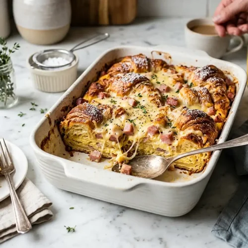 Ham and Cheese Croissant Breakfast Casserole 5 Ham and Cheese Croissant Breakfast Casserole