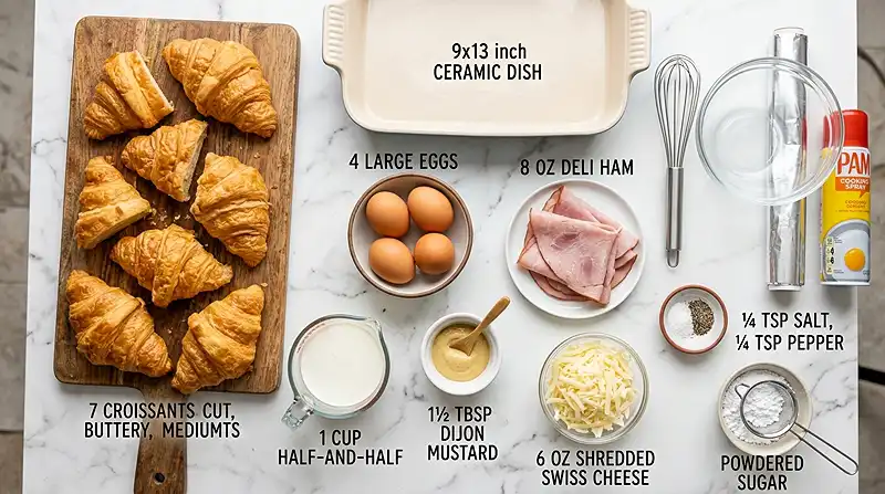 Ham and Cheese Croissant Breakfast Casserole 2 Ham and Cheese Croissant Breakfast Casserole Ingredients