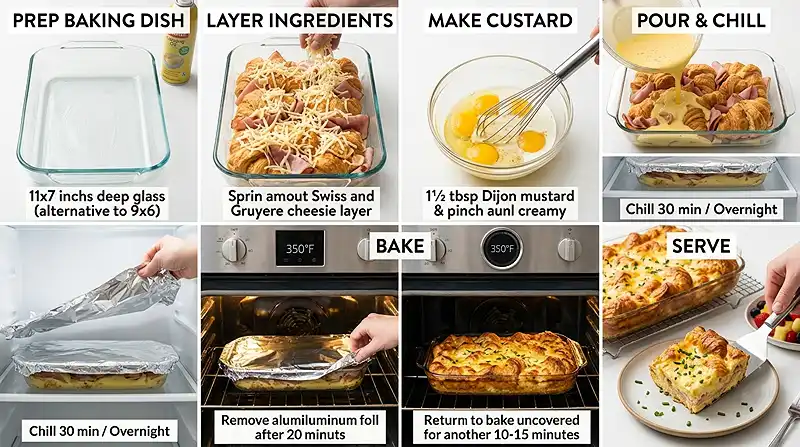 Ham and Cheese Croissant Breakfast Casserole 3 Ham and Cheese Croissant Breakfast Casserole Instructions