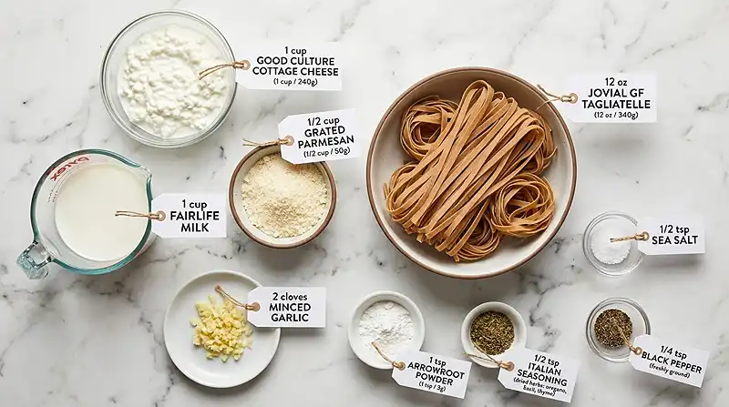 High-Protein Cottage Cheese Alfredo Pasta 2 High-Protein Cottage Cheese Alfredo Pasta Ingredients
