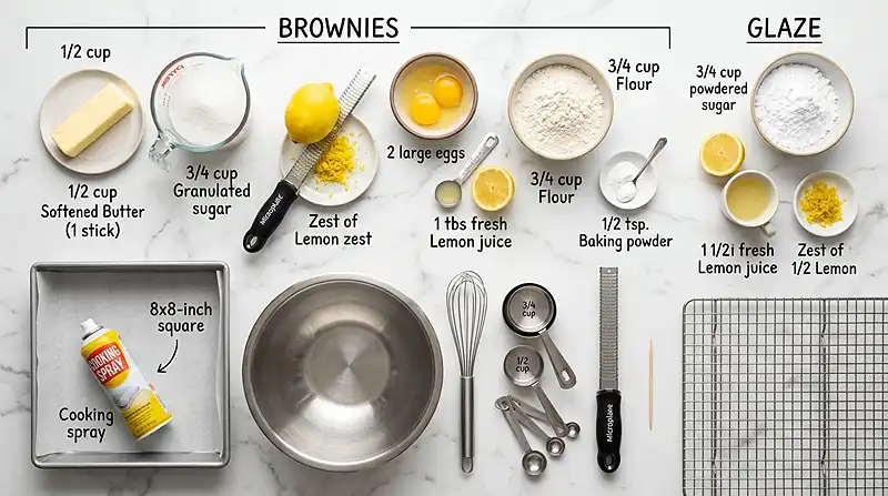 Lemon Brownie Bars 2 Lemon Brownie Bars Ingredients