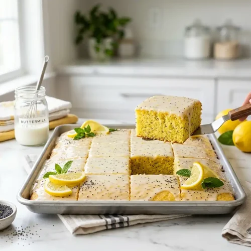 Lemon Poppy Seed Sheet Cake
