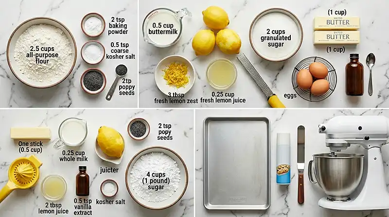 Lemon Poppy Seed Sheet Cake Ingredients