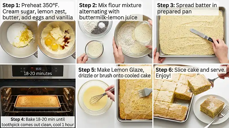 Lemon Poppy Seed Sheet Cake Instructions