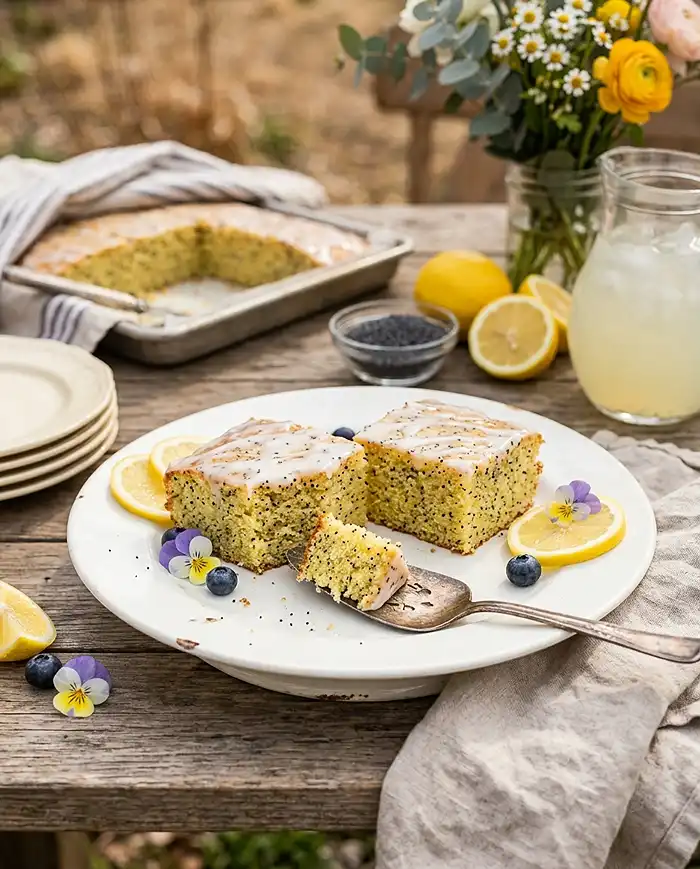 Lemon Poppy Seed Sheet Cake Recipe