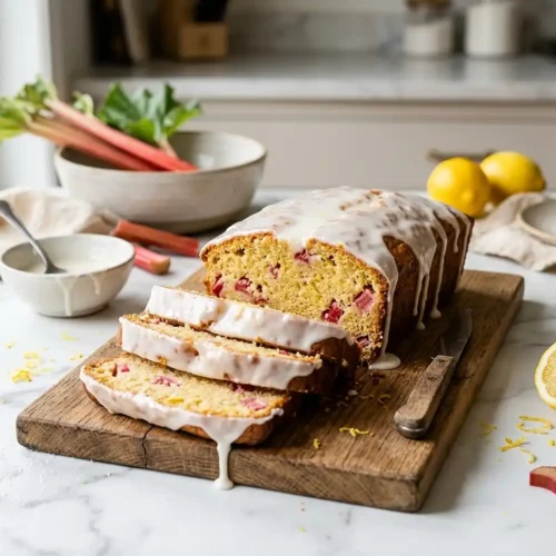 Lemon Rhubarb Loaf with Glaze
