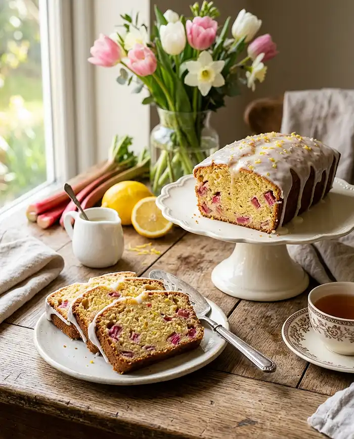 Lemon Rhubarb Loaf with Glaze Recipe