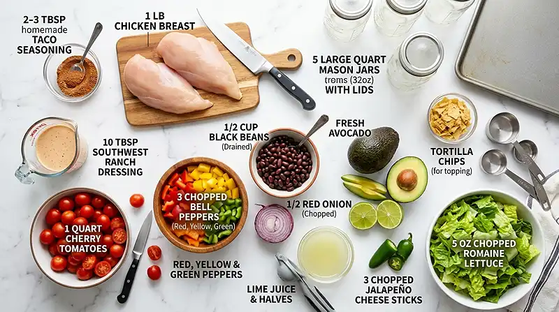 Meal Prep Southwest Chicken Salad Jars 2 Meal Prep Southwest Chicken Salad Jars Ingredients