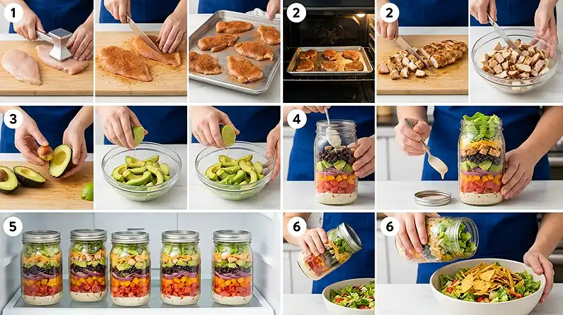 Meal Prep Southwest Chicken Salad Jars 3 Meal Prep Southwest Chicken Salad Jars Instructions