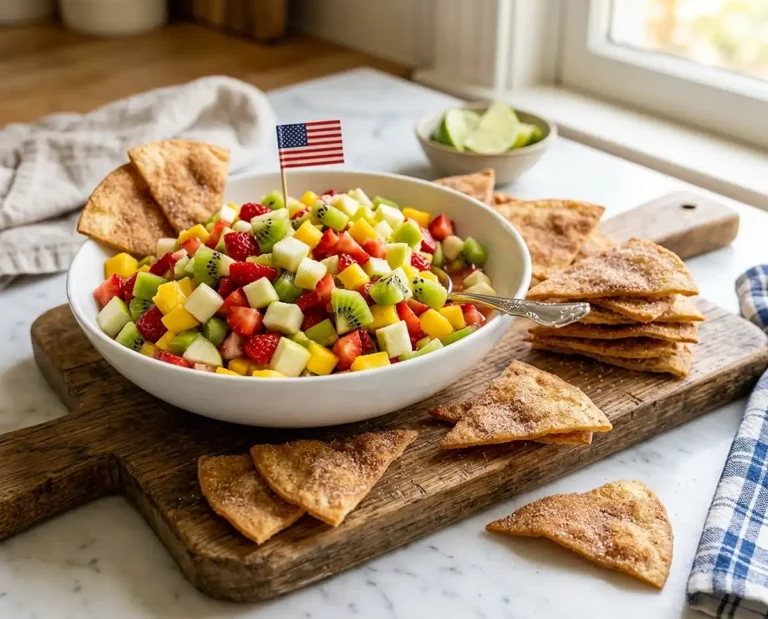 Memorial Day Fruit Salsa and Cinnamon Chips