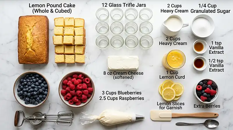 Mini Lemon Berry Trifles 2 Mini Lemon Berry Trifles Ingredients