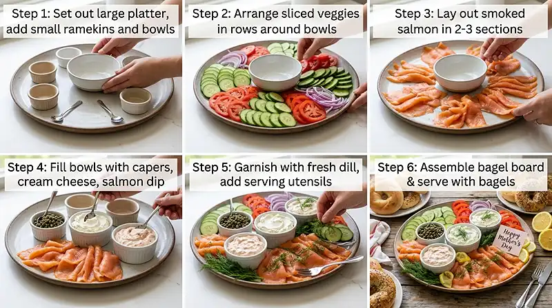 Mother's Day Smoked Salmon Bagel Board Instructions