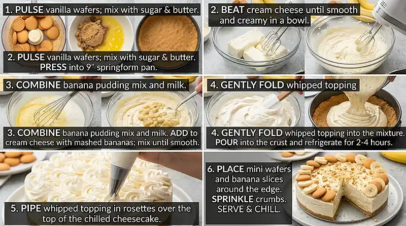 No-Bake Banana Pudding Cheesecake 3 No-Bake Banana Pudding Cheesecake Instructions