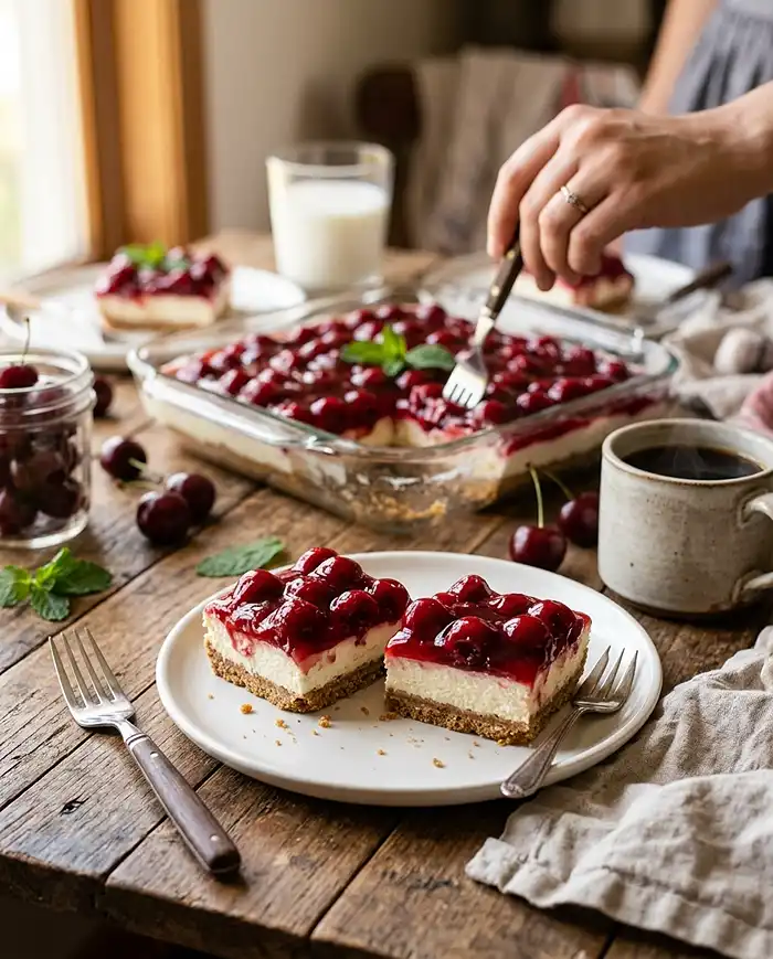 No-Bake Cherry Cheesecake Bars 4 No-Bake Cherry Cheesecake Bars Recipe