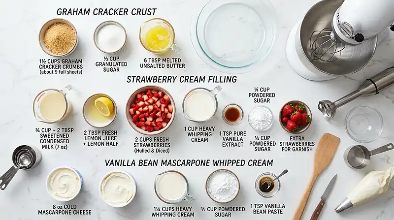 No-Bake Strawberry Cream Pie Ingredients