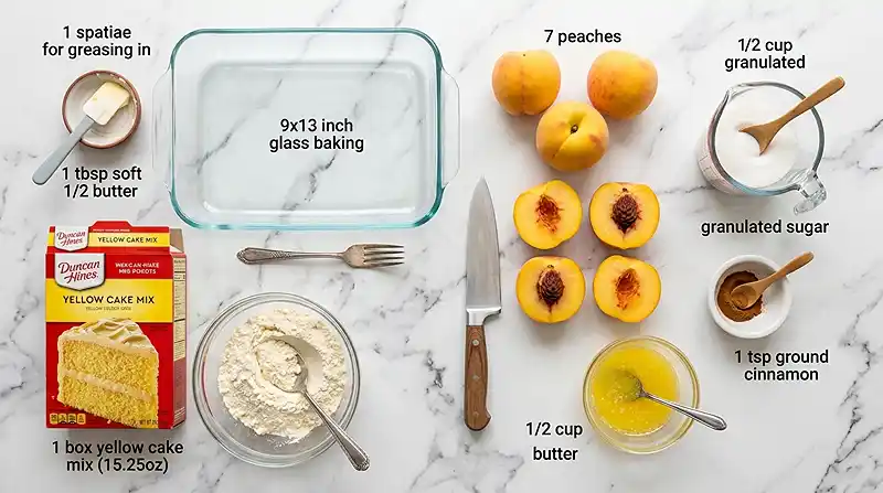 Peach Cobbler Dump Cake 2 Peach Cobbler Dump Cake Ingredients