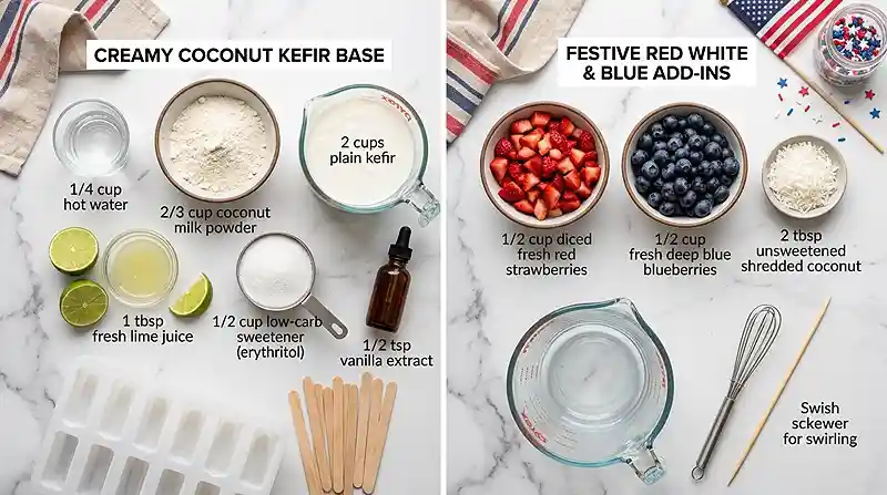 Probiotic 4th of July Coconut Kefir Popsicles 2 Probiotic 4th of July Coconut Kefir Popsicles Ingredients