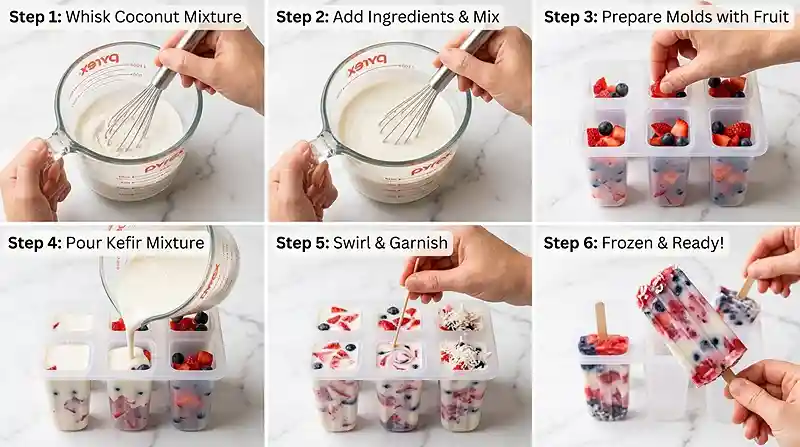Probiotic 4th of July Coconut Kefir Popsicles 3 Probiotic 4th of July Coconut Kefir Popsicles Instructions