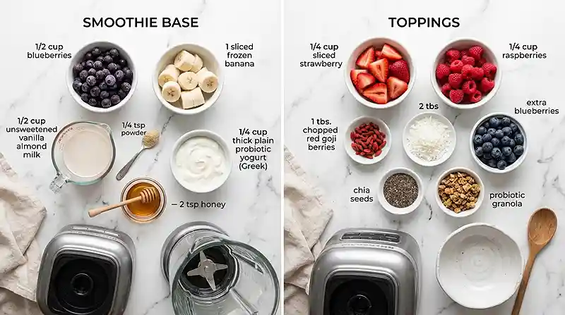 Red White Blue Probiotic Smoothie Bowl 2 Red White Blue Probiotic Smoothie Bow Ingredients