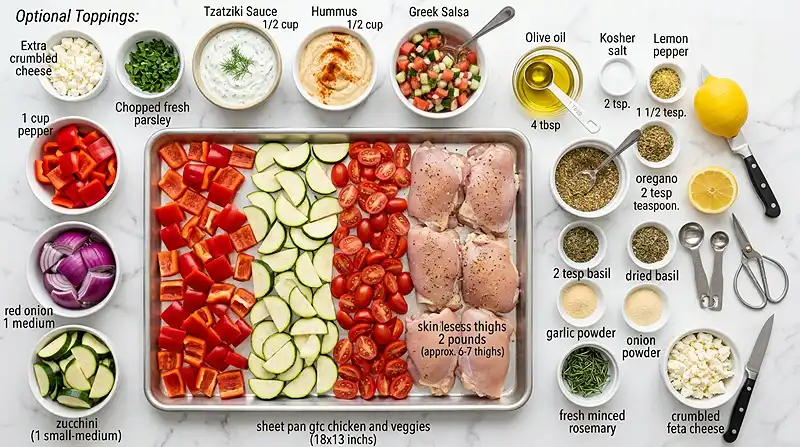 Sheet Pan Greek Chicken and Veggies 2 Sheet Pan Greek Chicken and Veggies Ingredients