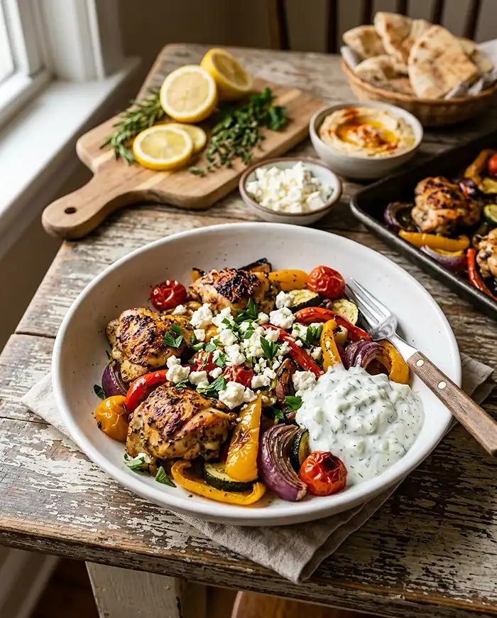 Sheet Pan Greek Chicken and Veggies 4 Sheet Pan Greek Chicken and Veggies Recipe