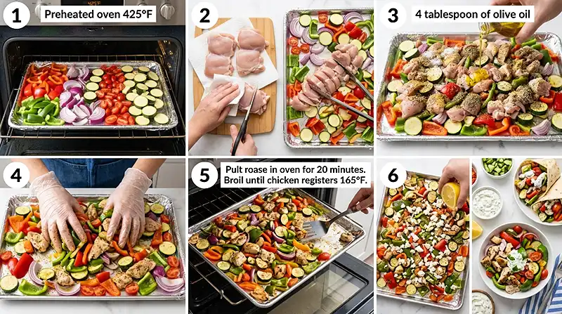 Sheet Pan Greek Chicken and Veggies 3 Sheet Pan Greek Chicken and Veggies instructions