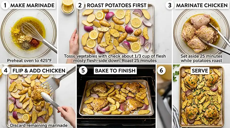 Sheet Pan Lemon Herb Chicken and Potatoes 3 Sheet Pan Lemon Herb Chicken and Potatoes Instructions