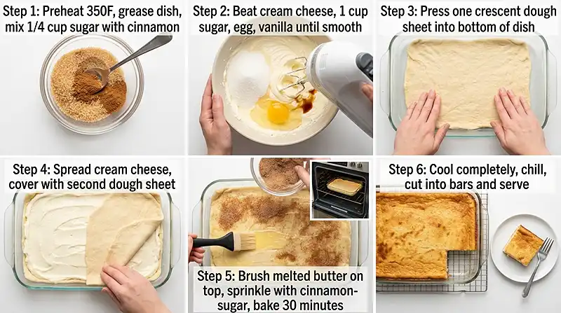 Sopapilla Cheesecake bars Instructions