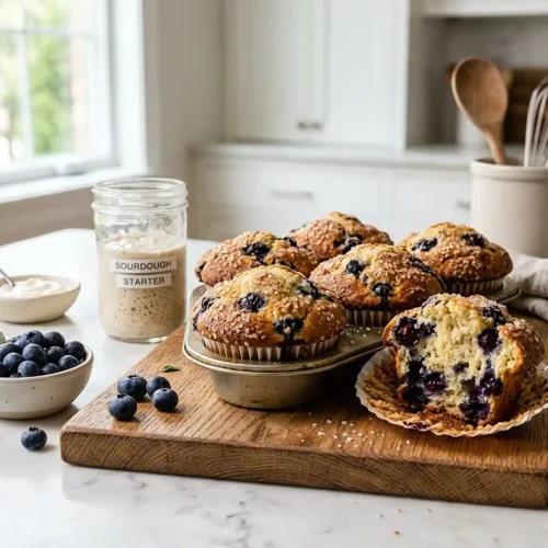 Sourdough Discard Blueberry Muffins 5 Sourdough Discard Blueberry Muffins