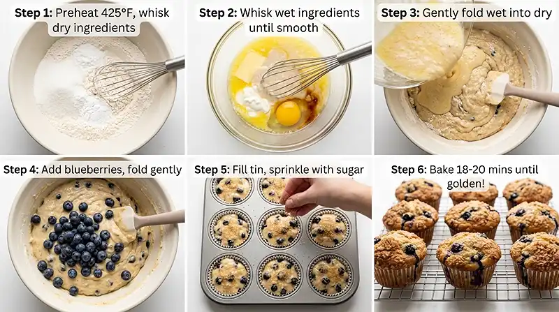 Sourdough Discard Blueberry Muffins 3 Sourdough Discard Blueberry Muffins Instructions