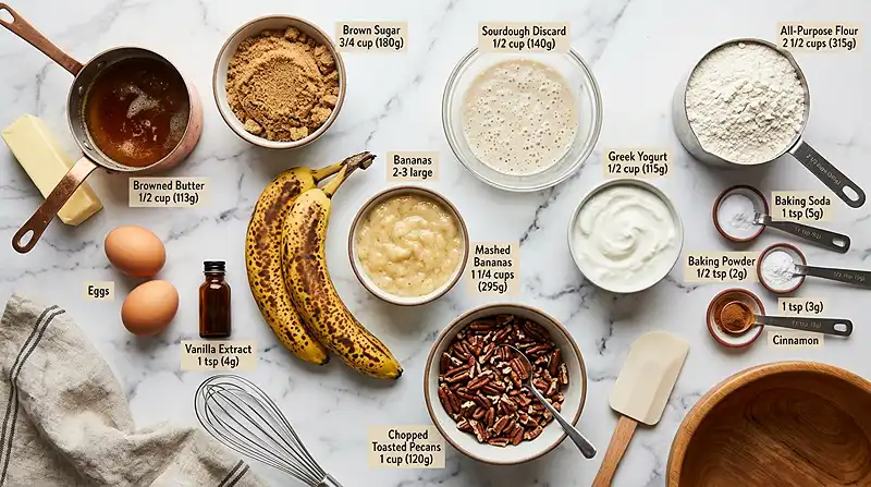 Sourdough Discard Brown Butter Banana Bread 2 Sourdough Discard Brown Butter Banana Bread Ingredients