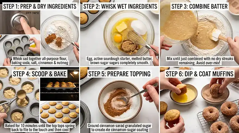 Sourdough Discard Cinnamon Sugar Donut Muffins 3 Sourdough Discard Cinnamon Sugar Donut Muffins Indtructions